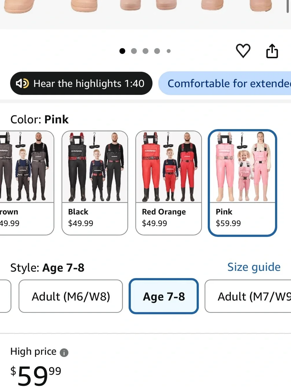 Pink Kids Fishing Waders Age 7–8 — BRAND NEW DaddyGoFish